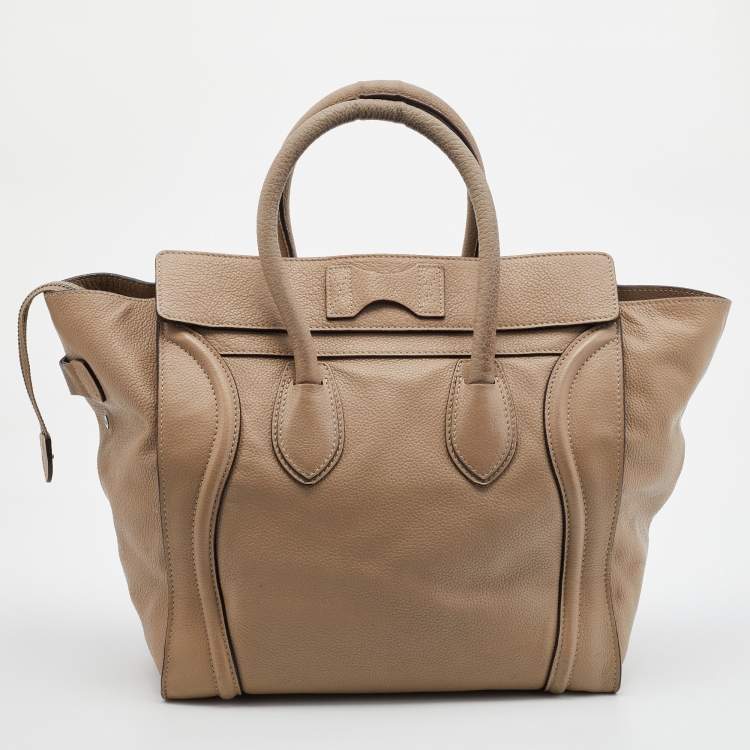 Pre Owned Celine Beige Leather Mini Luggage Tote