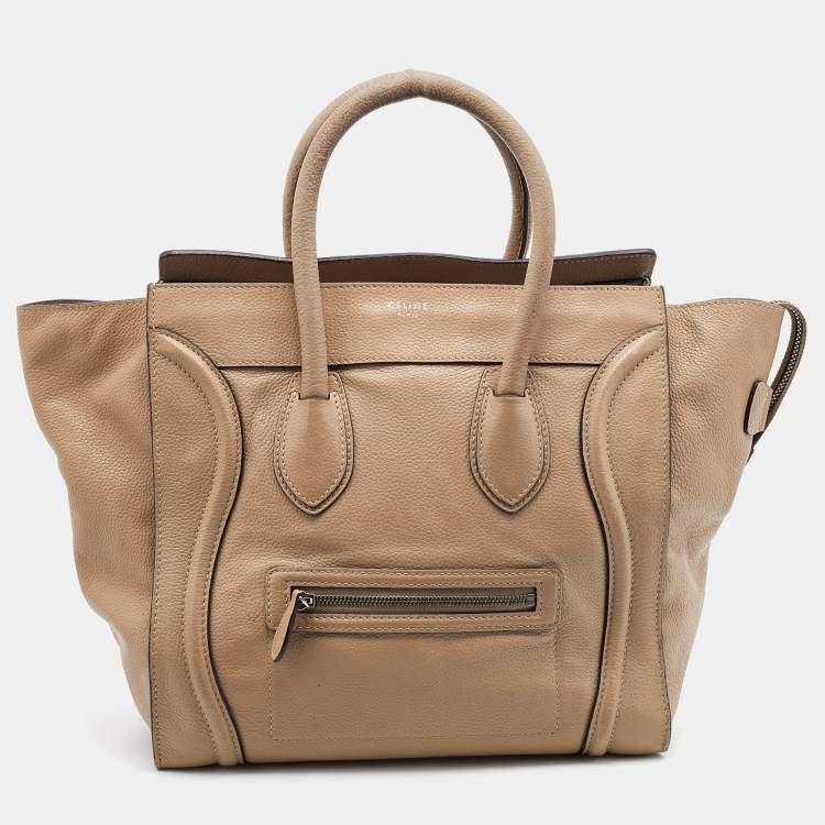 Pre Owned Celine Beige Leather Mini Luggage Tote