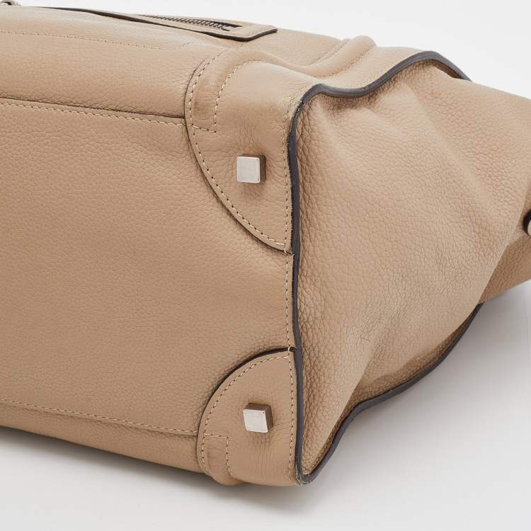 Pre Owned Celine Beige Leather Mini Luggage Tote