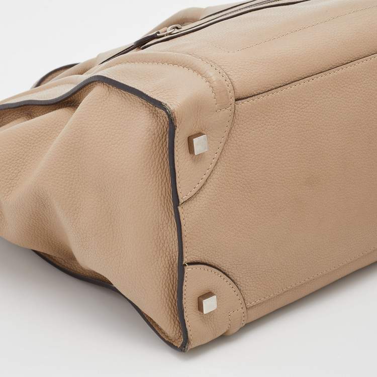 Pre Owned Celine Beige Leather Mini Luggage Tote