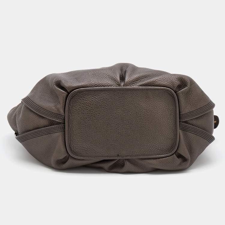 Pre Owned Celine Dark Taupe Pebbled Leather Hobo