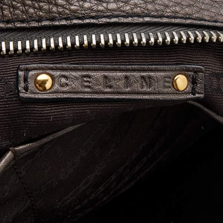 Pre Owned Celine Dark Taupe Pebbled Leather Hobo