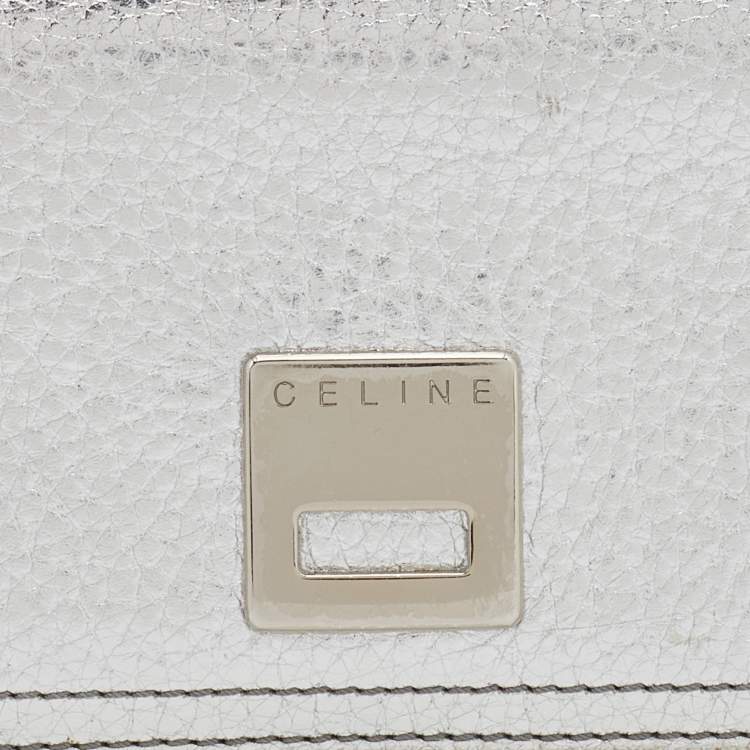 Pre Owned Celine Silver Leather Continental Flap Wallet