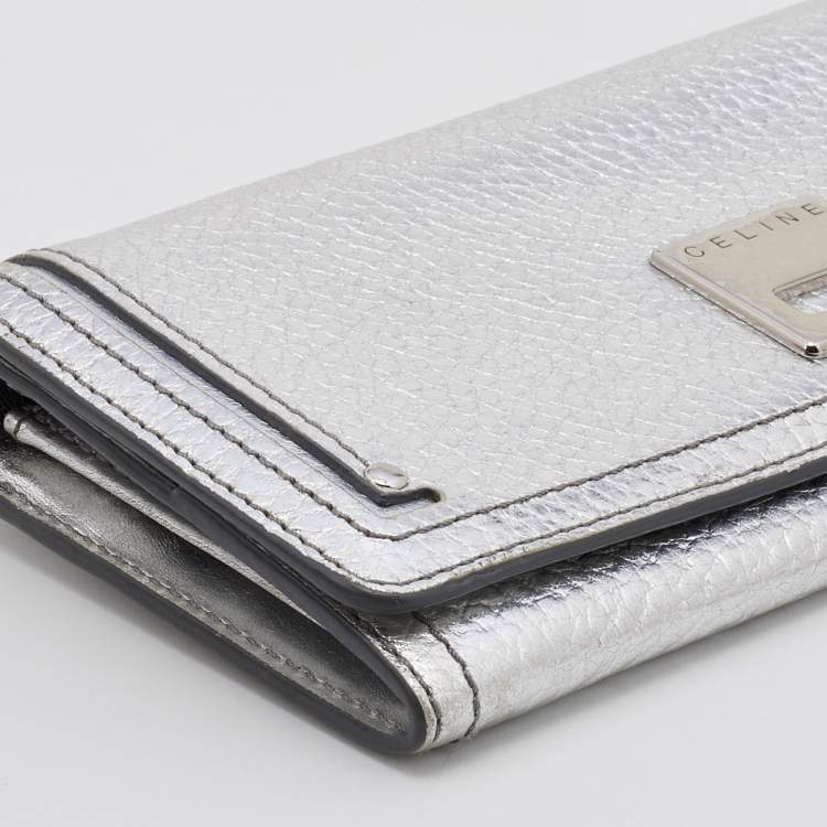 Pre Owned Celine Silver Leather Continental Flap Wallet