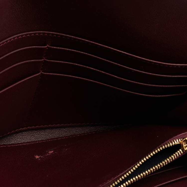 Pre Owned Celine Burgundy Leather Flap Continental Wallet