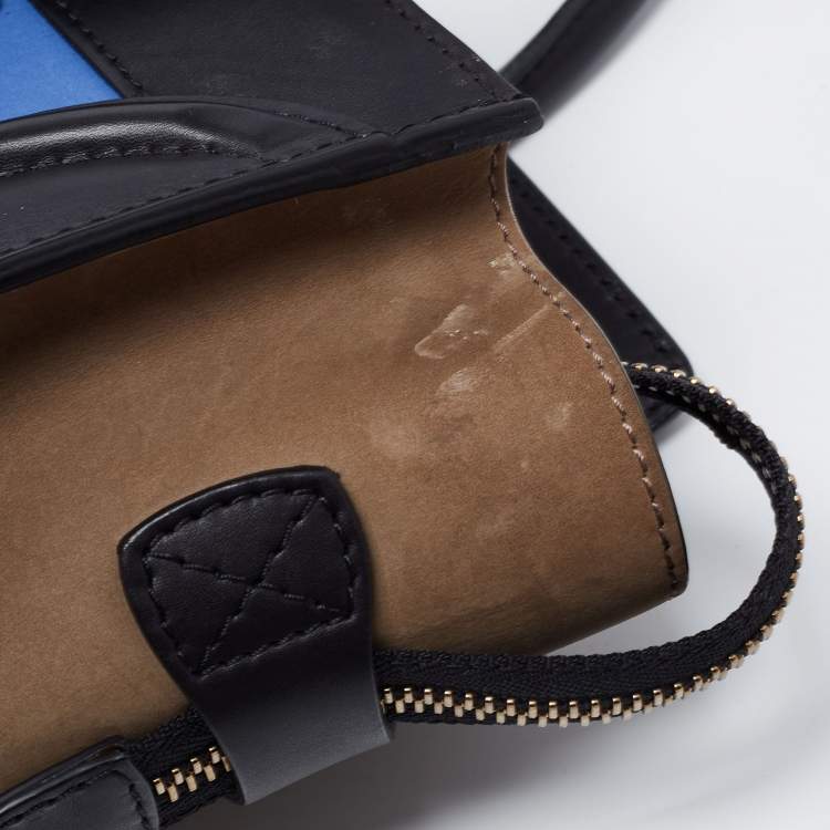 Pre Owned Celine Multicolor Nubuck and Leather Micro Luggage Tote