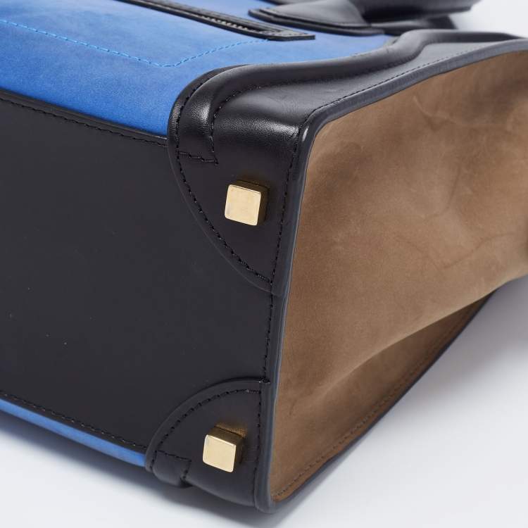 Pre Owned Celine Multicolor Nubuck and Leather Micro Luggage Tote