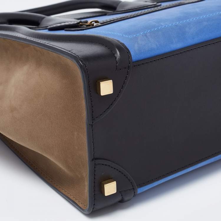 Pre Owned Celine Multicolor Nubuck and Leather Micro Luggage Tote