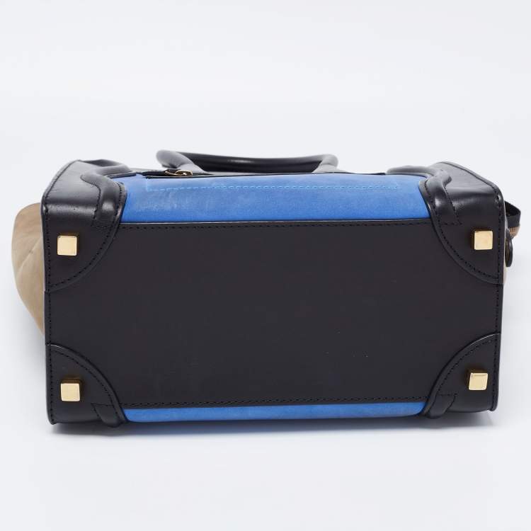Pre Owned Celine Multicolor Nubuck and Leather Micro Luggage Tote