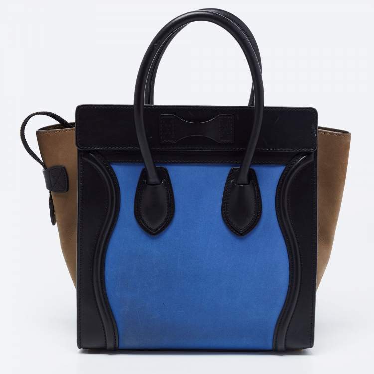 Pre Owned Celine Multicolor Nubuck and Leather Micro Luggage Tote