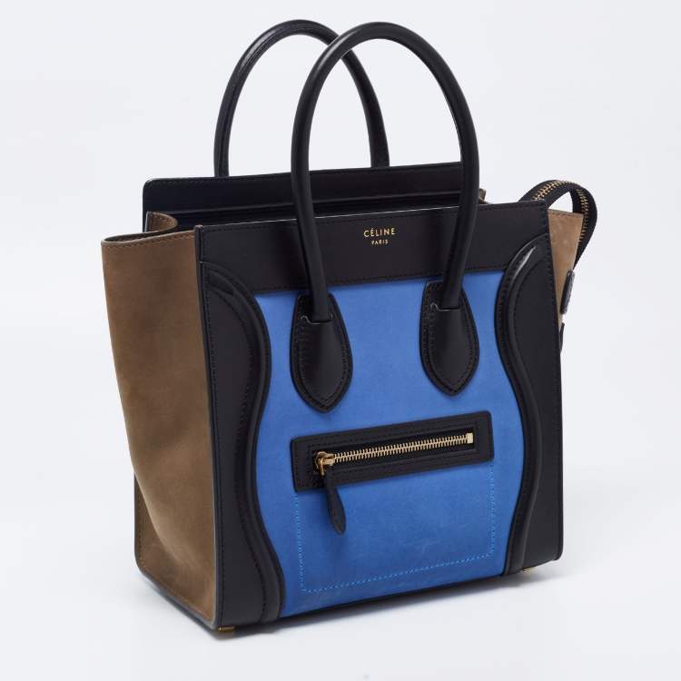 Pre Owned Celine Multicolor Nubuck and Leather Micro Luggage Tote