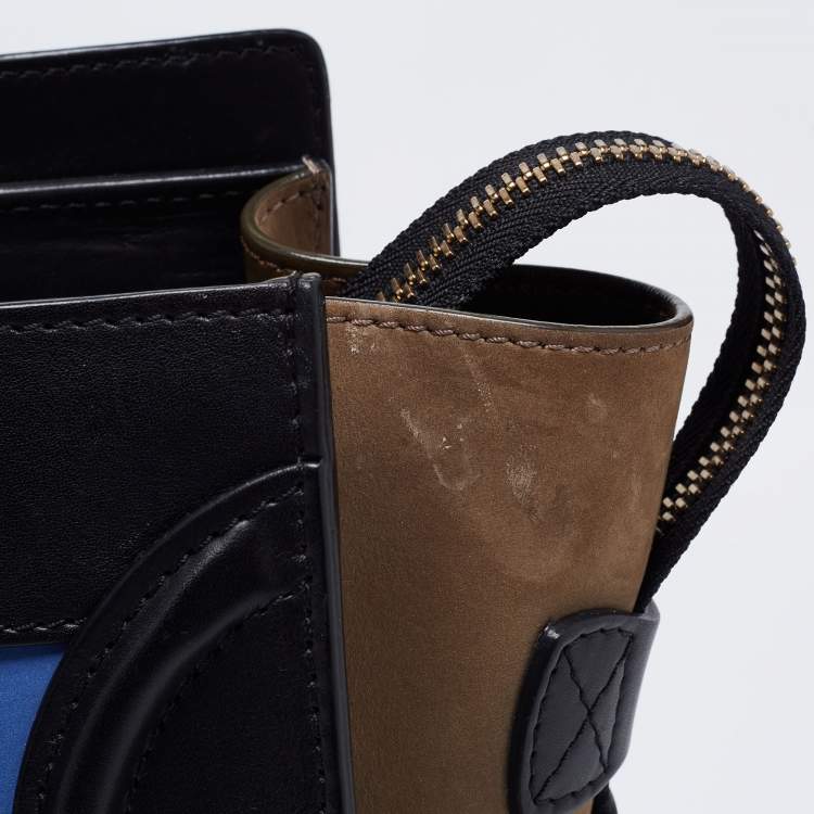 Pre Owned Celine Multicolor Nubuck and Leather Micro Luggage Tote