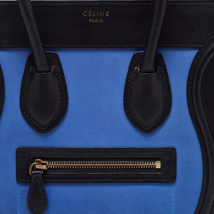 Pre Owned Celine Multicolor Nubuck and Leather Micro Luggage Tote