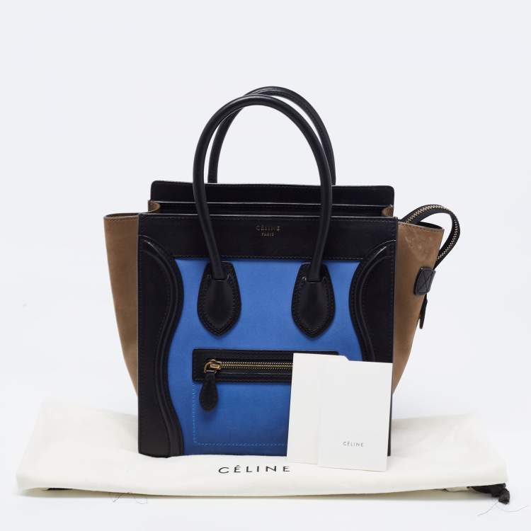 Pre Owned Celine Multicolor Nubuck and Leather Micro Luggage Tote