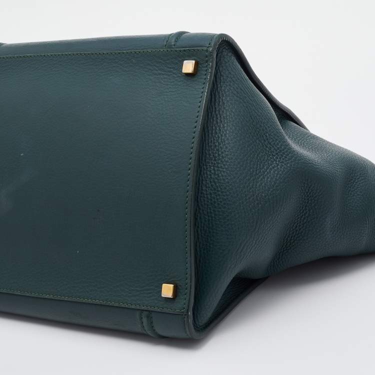 Pre Owned Celine Green Leather Medium Luggage Phantom Tote