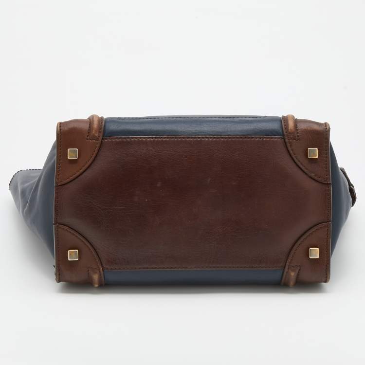 Pre Owned Celine Tri-Color Leather Mini Luggage Tote