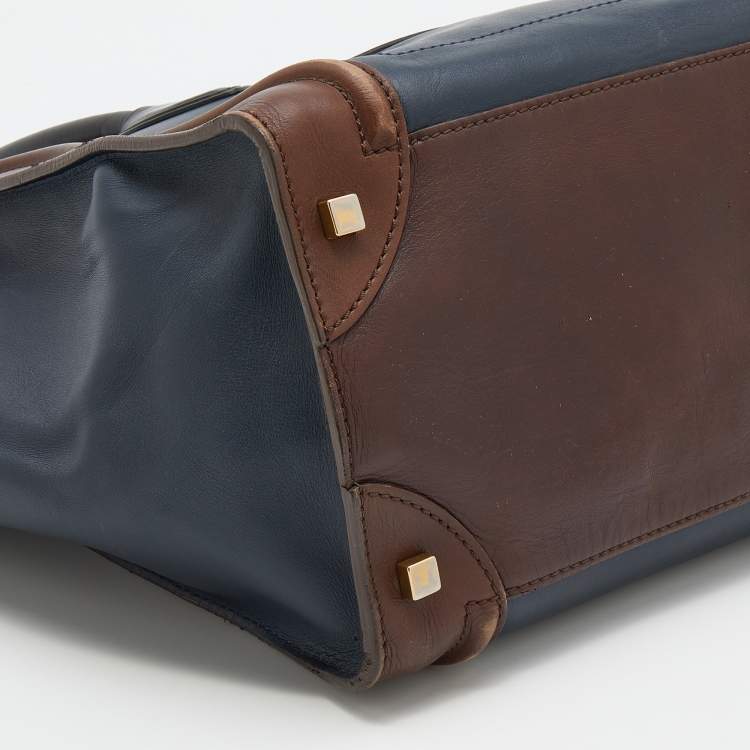 Pre Owned Celine Tri-Color Leather Mini Luggage Tote