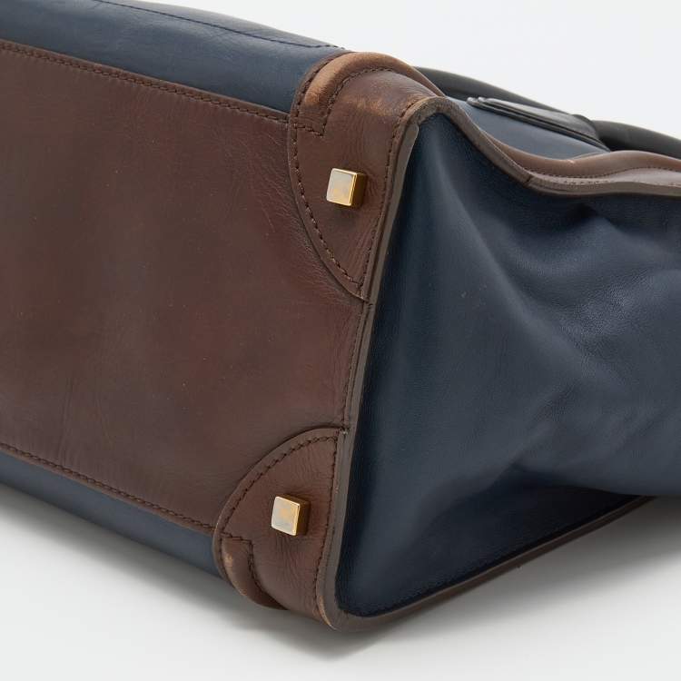Pre Owned Celine Tri-Color Leather Mini Luggage Tote