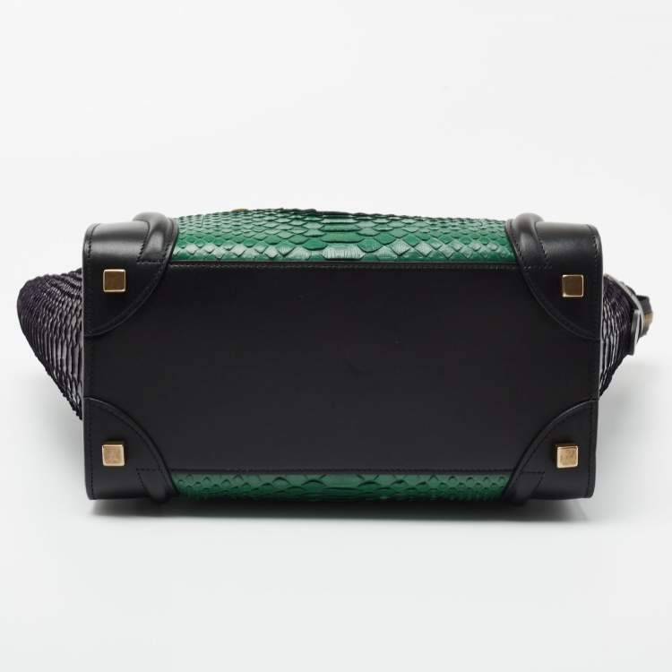 Pre Owned Celine Tricolor Python And Leather Micro Luggage Tote