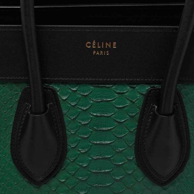 Pre Owned Celine Tricolor Python And Leather Micro Luggage Tote