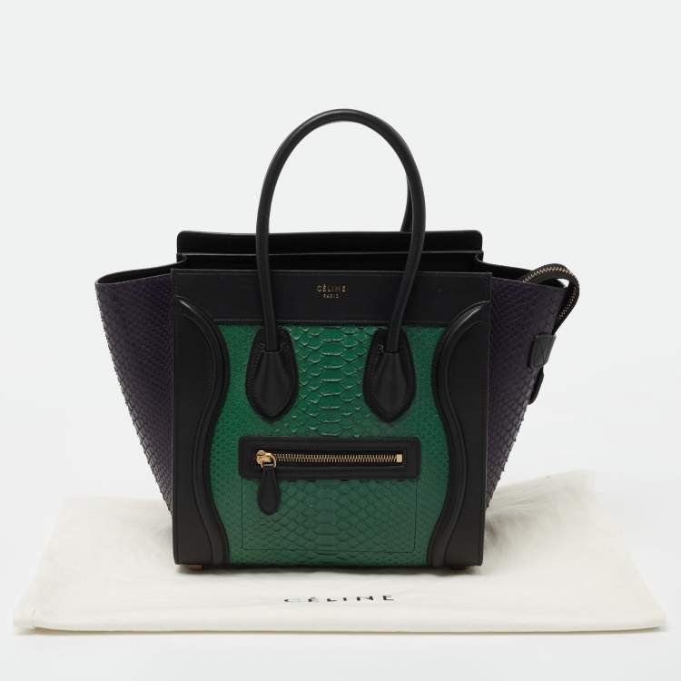 Pre Owned Celine Tricolor Python And Leather Micro Luggage Tote