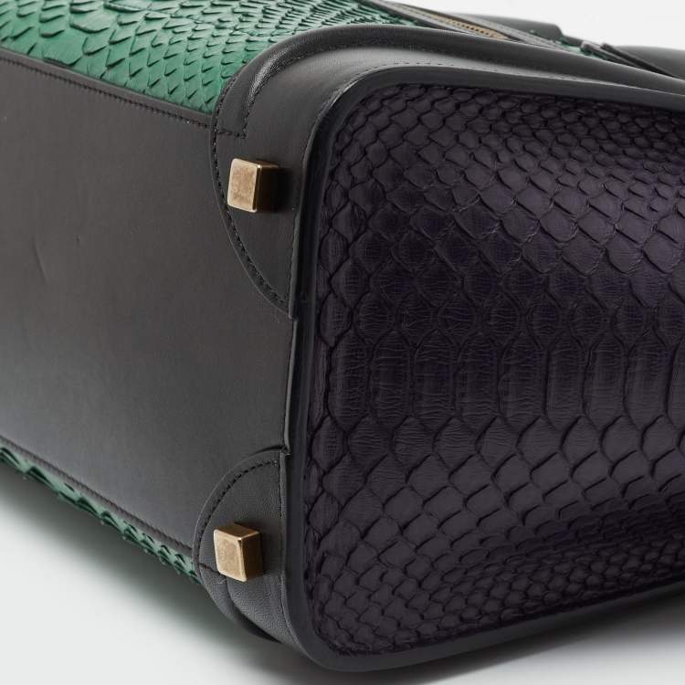 Pre Owned Celine Tricolor Python And Leather Micro Luggage Tote