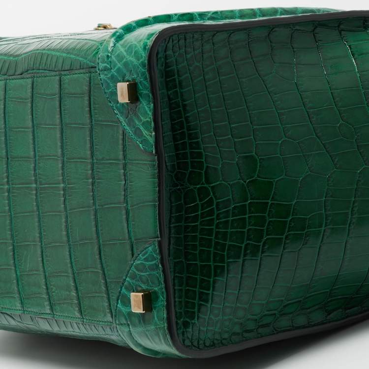 Pre Owned Celine Green Crocodile Mini Luggage Tote