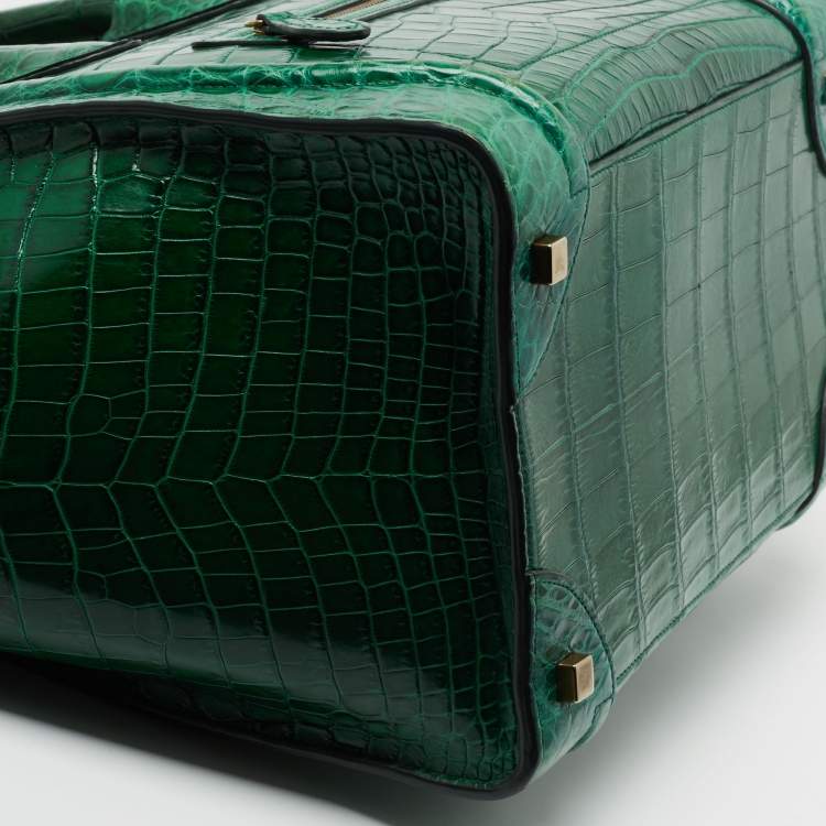 Pre Owned Celine Green Crocodile Mini Luggage Tote