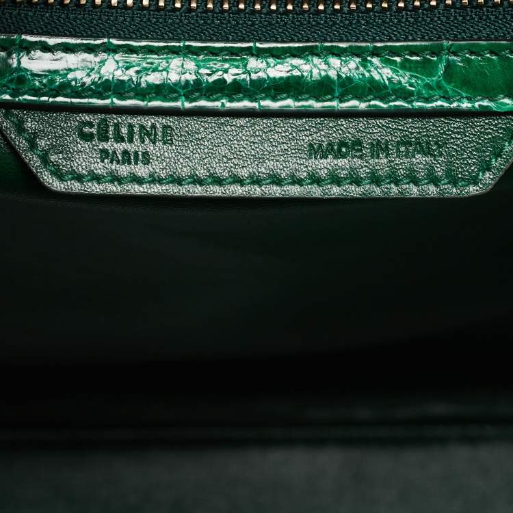Pre Owned Celine Green Crocodile Mini Luggage Tote