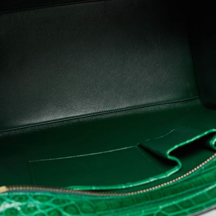 Pre Owned Celine Green Crocodile Mini Luggage Tote