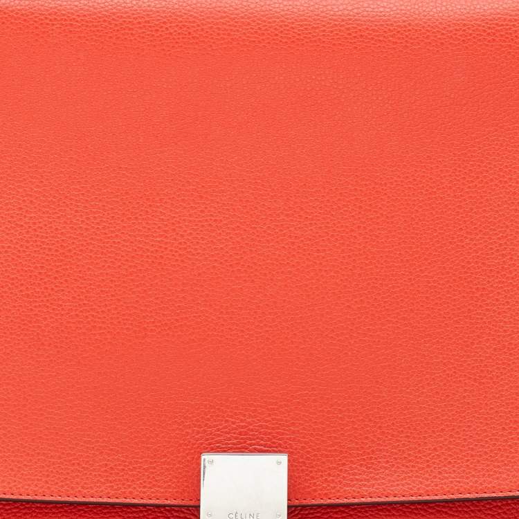 Pre Owned Celine Red Leather and Suede Large Trapeze Tote