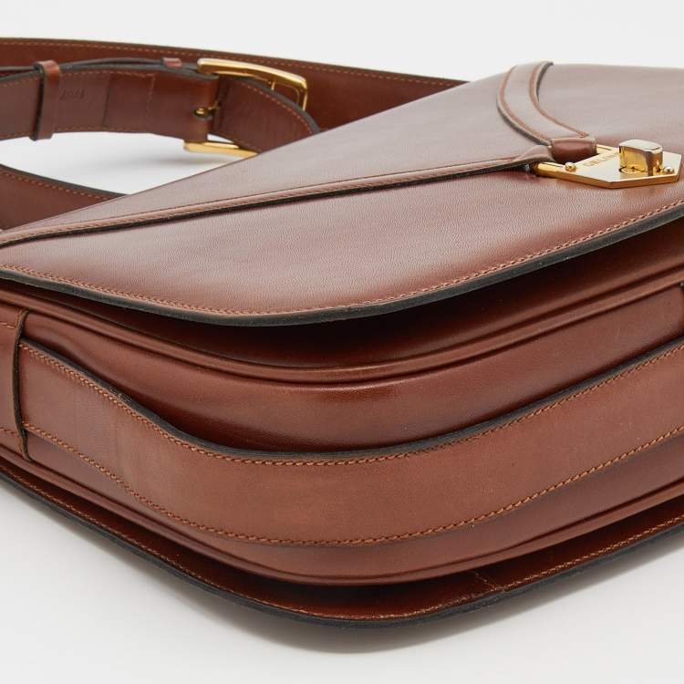Pre Owned Celine Brown Leather Vintage Shoulder Bag