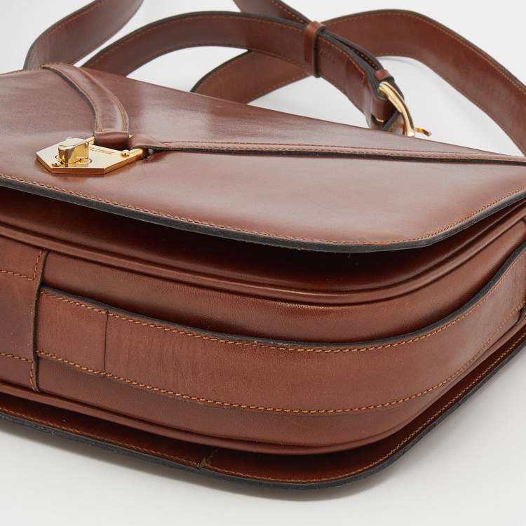 Pre Owned Celine Brown Leather Vintage Shoulder Bag