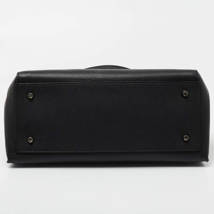 Pre Owned Celine Black Leather Large Edge Top Handle Bag