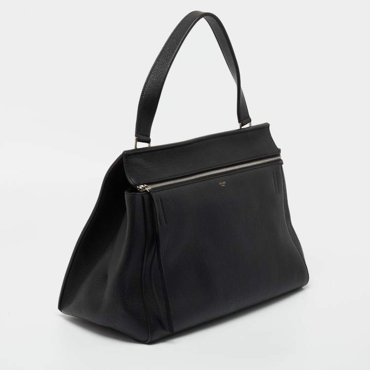 Pre Owned Celine Black Leather Large Edge Top Handle Bag