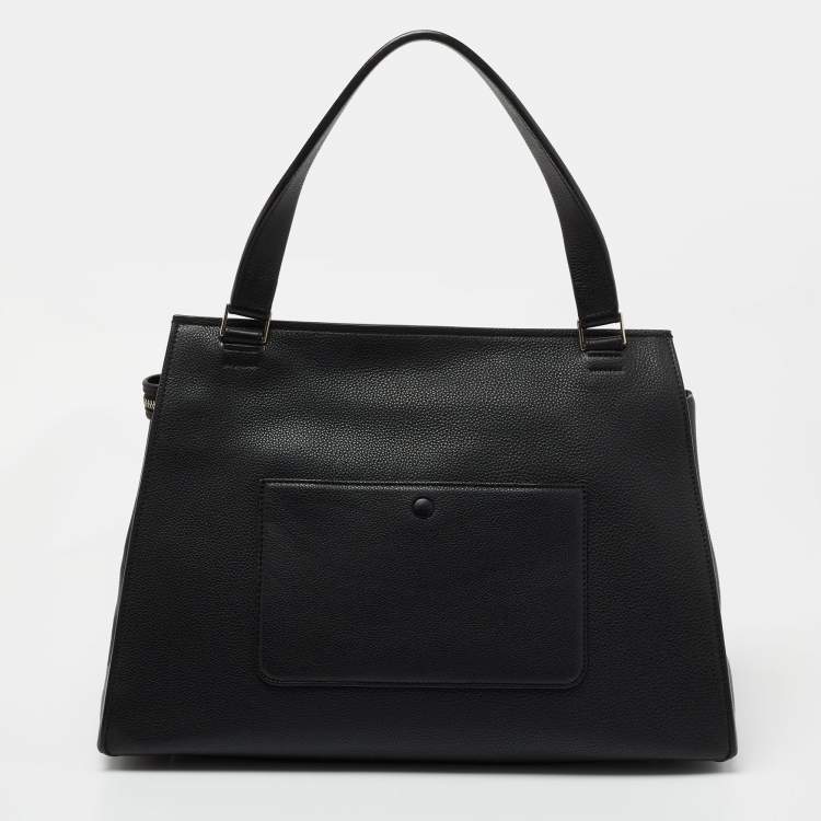 Pre Owned Celine Black Leather Large Edge Top Handle Bag