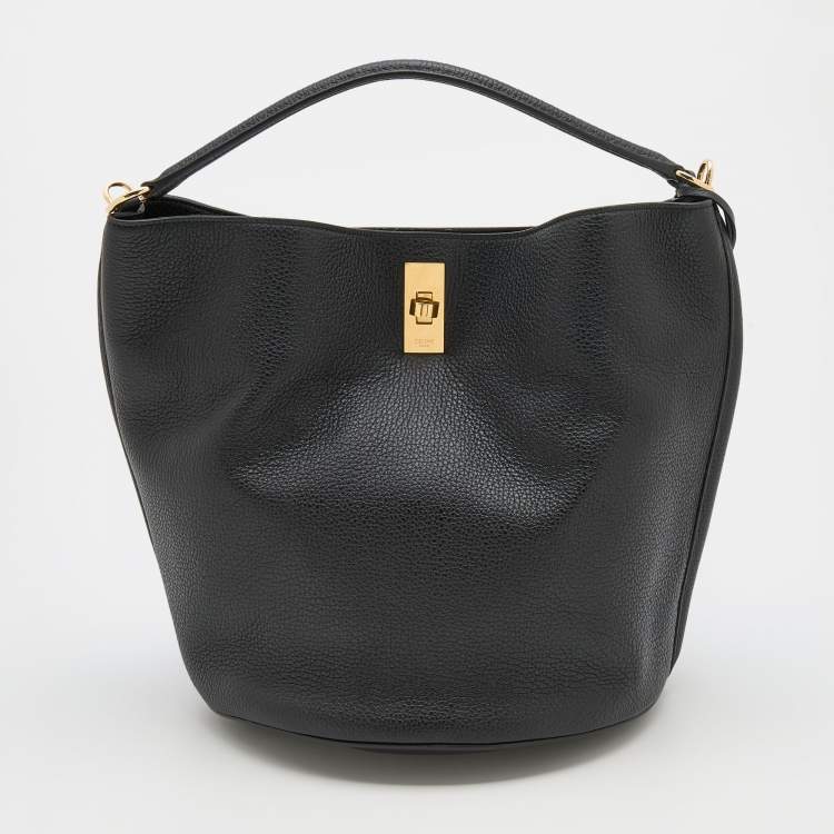 Pre Owned Celine Black Leather 16 Bucket Bag 