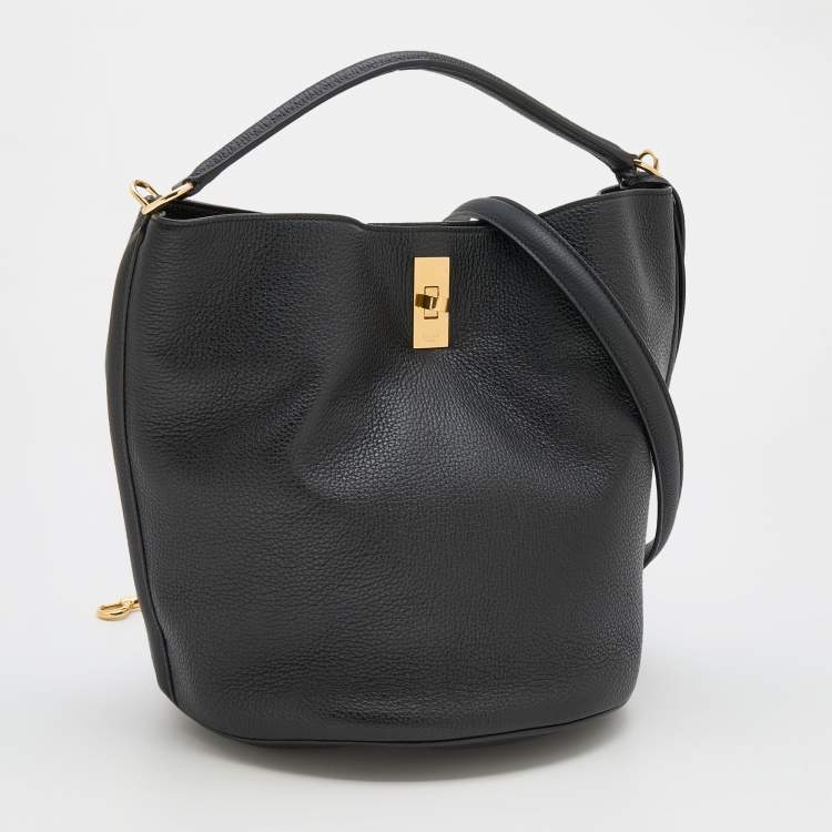Pre Owned Celine Black Leather 16 Bucket Bag 