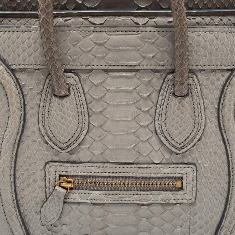 Pre Owned Celine Grey Python Nano Luggage Tote