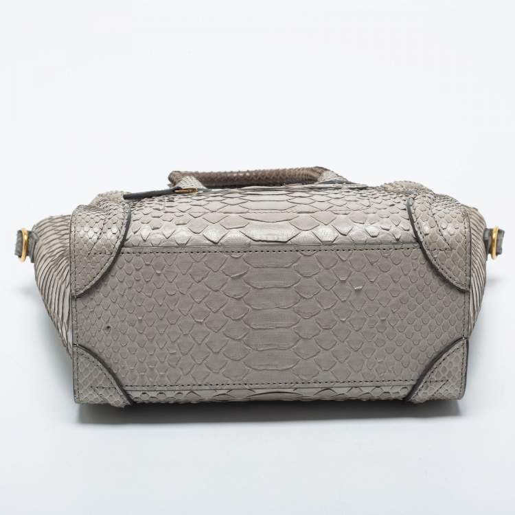 Pre Owned Celine Grey Python Nano Luggage Tote
