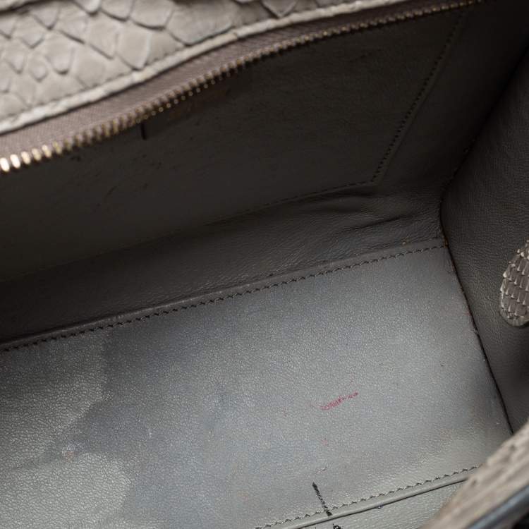Pre Owned Celine Grey Python Nano Luggage Tote