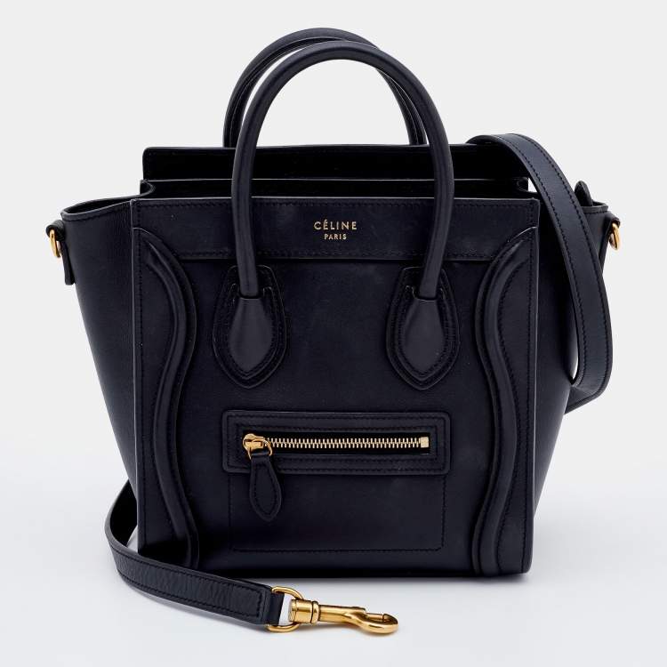 Pre Owned Celine Black Leather Nano Luggage Tote
