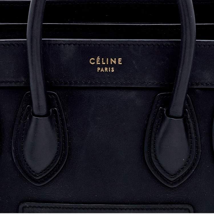 Pre Owned Celine Black Leather Nano Luggage Tote