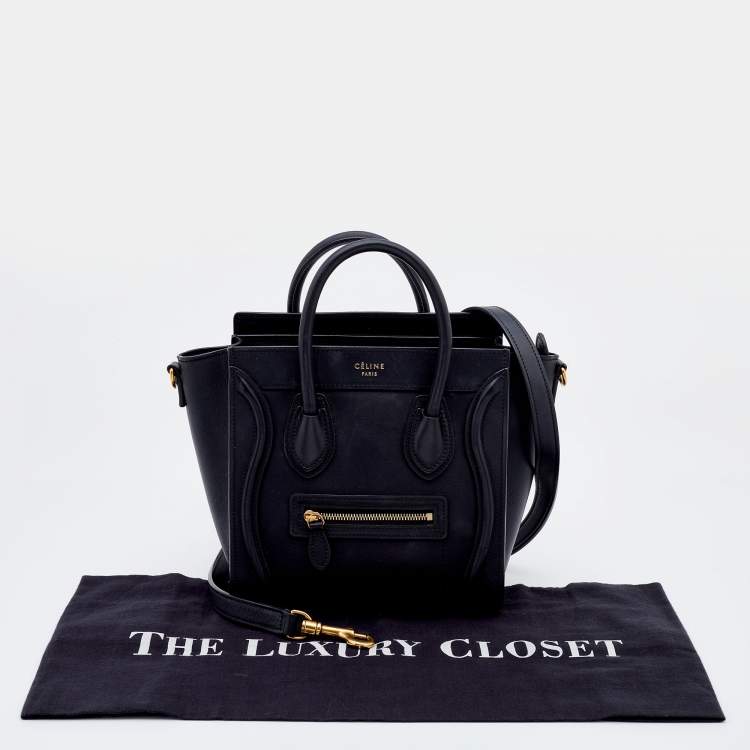 Pre Owned Celine Black Leather Nano Luggage Tote