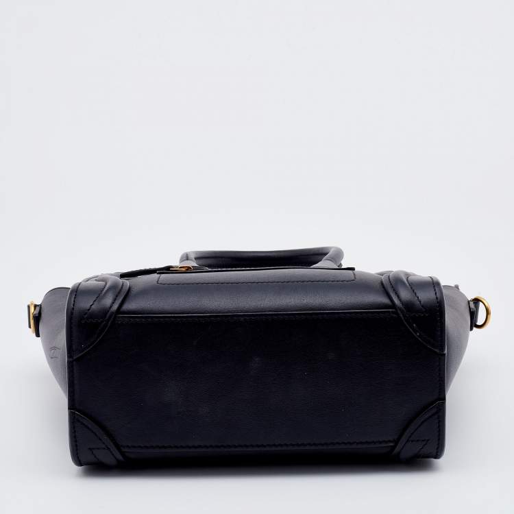Pre Owned Celine Black Leather Nano Luggage Tote