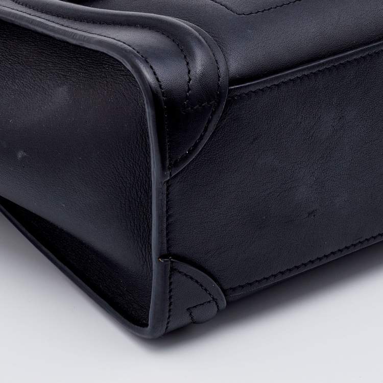 Pre Owned Celine Black Leather Nano Luggage Tote