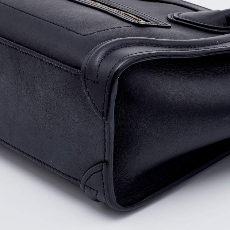 Pre Owned Celine Black Leather Nano Luggage Tote