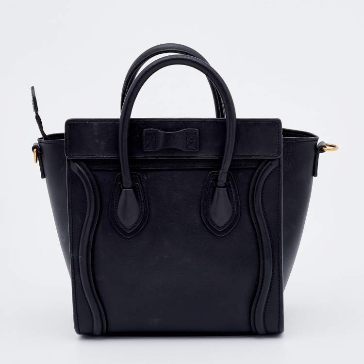 Pre Owned Celine Black Leather Nano Luggage Tote