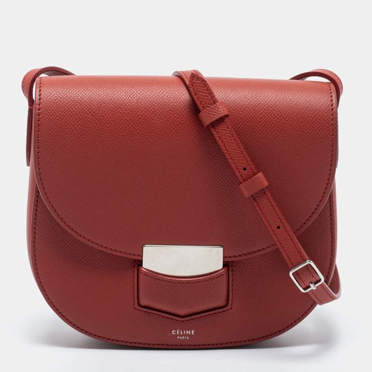 Pre Owned Celine Brown Leather Small Trotteur Crossbody Bag