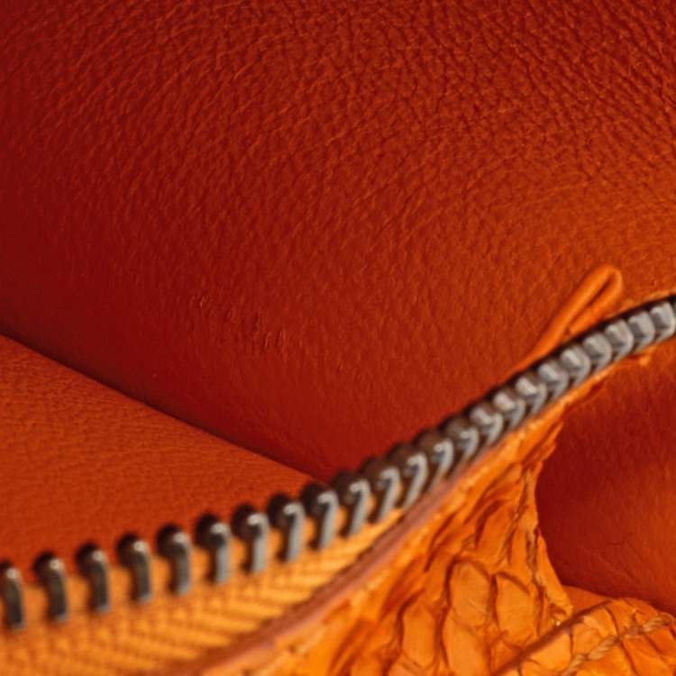Pre Owned Celine Mustard Yellow Python Nano Luggage Tote